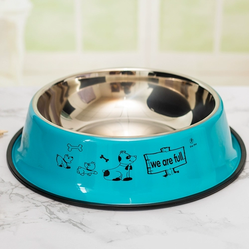 Большая собака золотистого ретривера, пить воду, кормить большую собаку, анти -перевернутую миску, кусая миску для собак Большая металлическая миска из нержавеющей стали