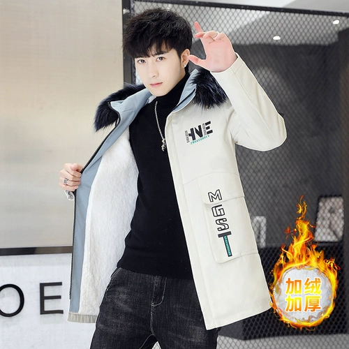 Хлопковая куртка, длинный утепленный трендовый пуховик с пухом, в корейском стиле, средней длины, коллекция 2021