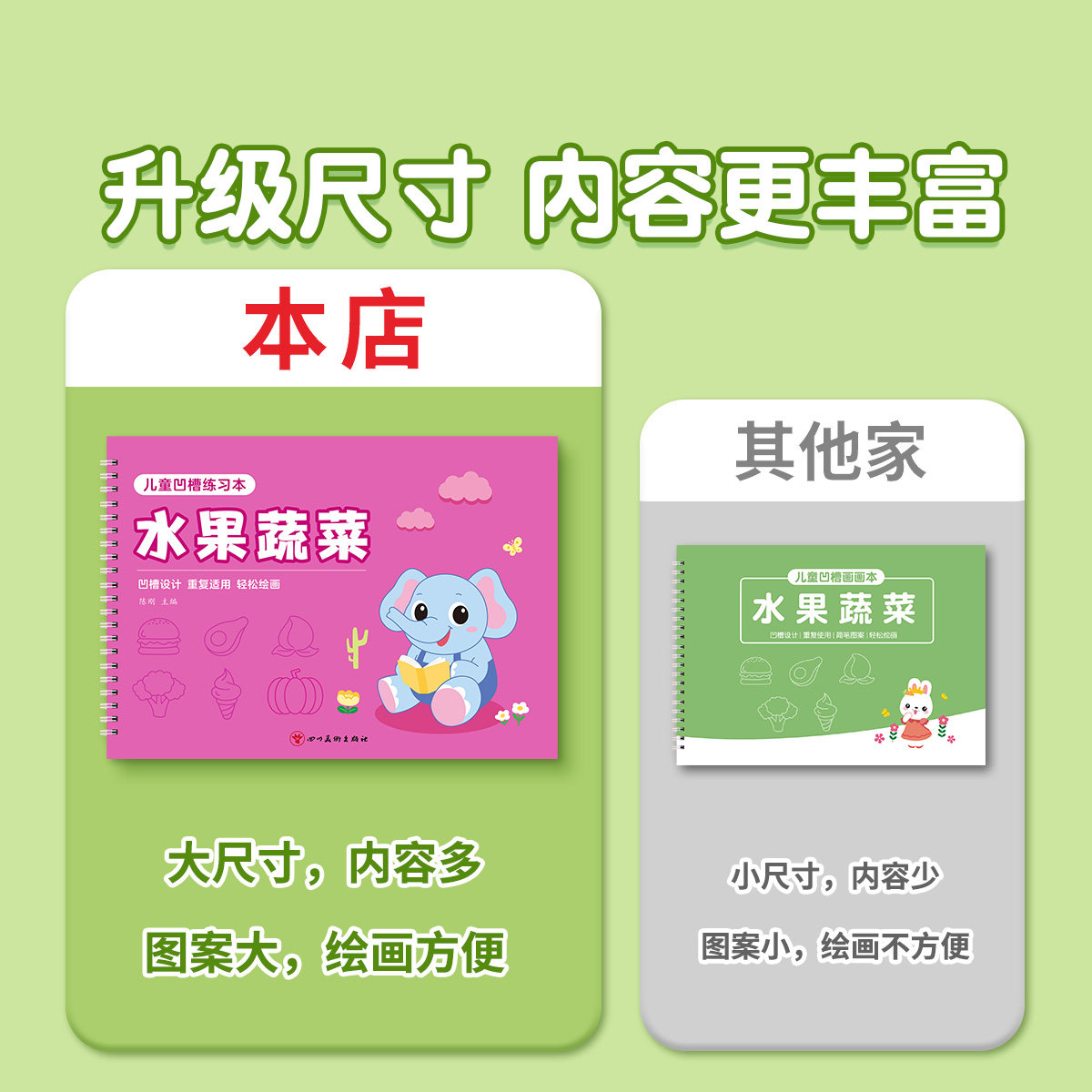 儿童凹槽简笔画幼儿画画本幼儿园大班涂色绘本3-6岁宝宝启蒙入门