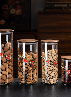 珐琅花玻璃收纳罐储存罐家用厨房大容量干果茶叶食品防潮密封罐