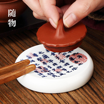 Green Blossom White Porcelain Purple Sand Teapot Lid Bowl Lid Tea Clip Shelf Cover Ceramic Pot tea Tea Mat Tea Road Accessories