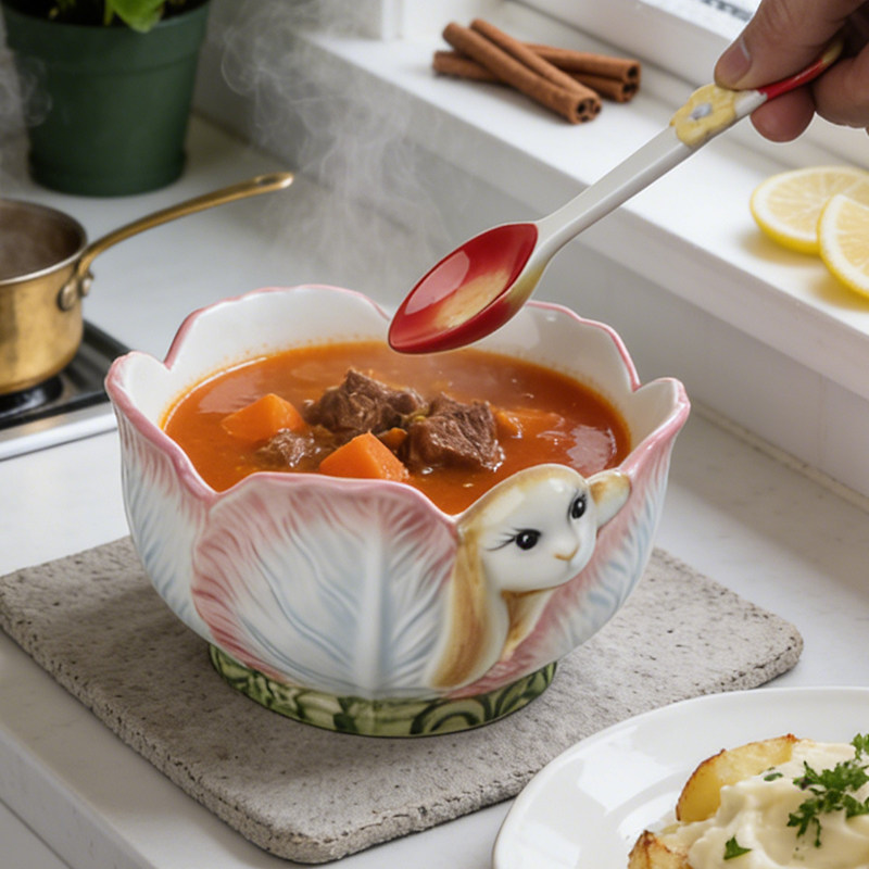 欧式陶瓷加厚高颜值白菜兔子可爱浮雕家用厨房菜汤碗大号面碗汤盆,淘宝优惠券,粉丝福利购,淘宝优惠卷