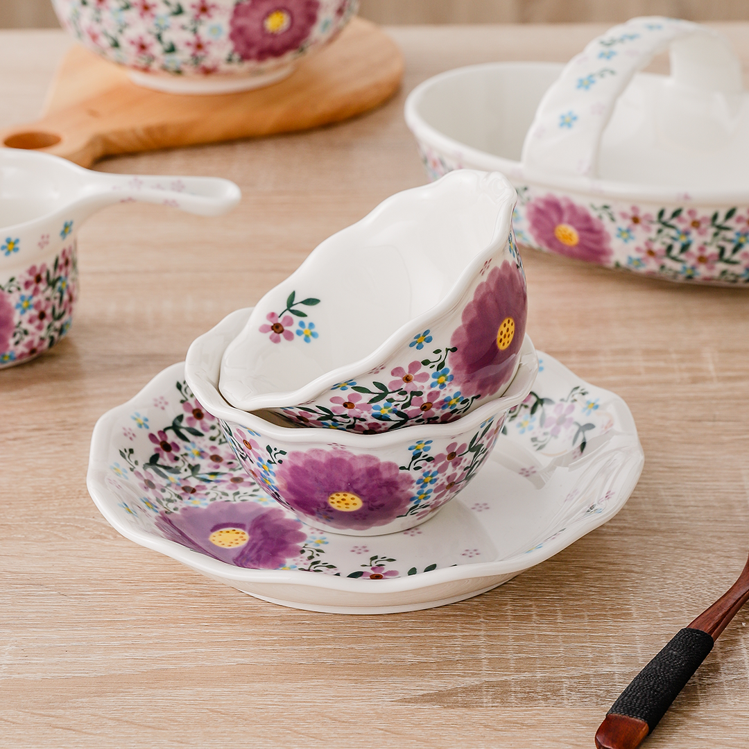 欧式家用餐桌餐具套装手工彩绘釉下彩陶瓷餐具碗杯子汤碗砧板勺托,淘宝优惠券,粉丝福利购,淘宝优惠卷