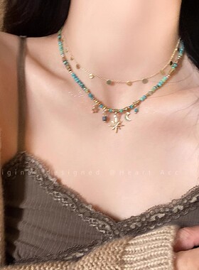 小众波西米亚太阳花锁骨链轻奢