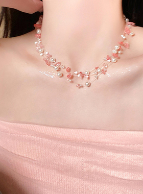 珍珠串珠项链女清冷感