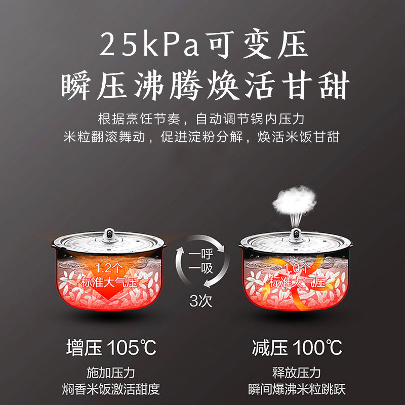 格力大松铸铁电饭煲家用IH智能多功能微压柴火煮饭锅4LGDCF-4015C