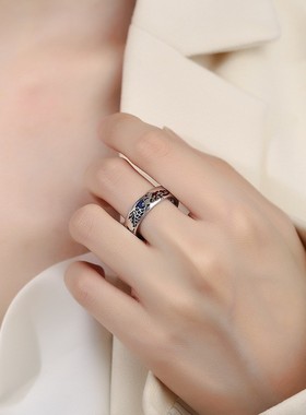 景泰蓝珐琅鲤鱼祥云戒指