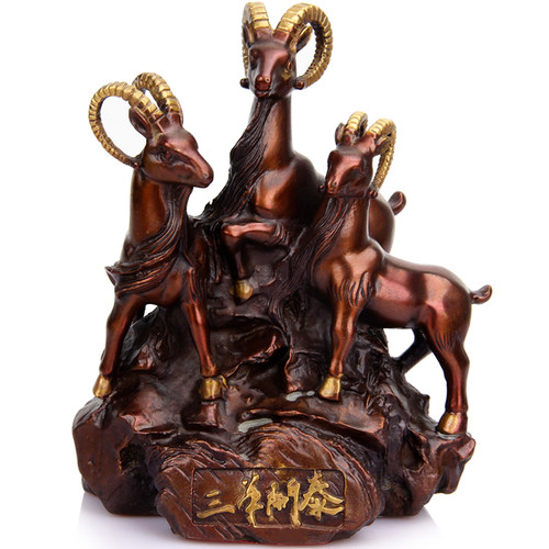 泰山阁 铜三羊开泰摆件三阳开泰大小号礼品铜生肖羊家居工艺品 - 图2