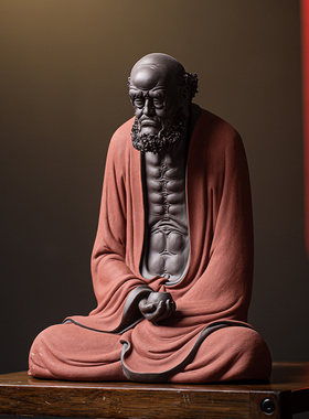 聚顺缘禅意紫砂达摩家居摆件