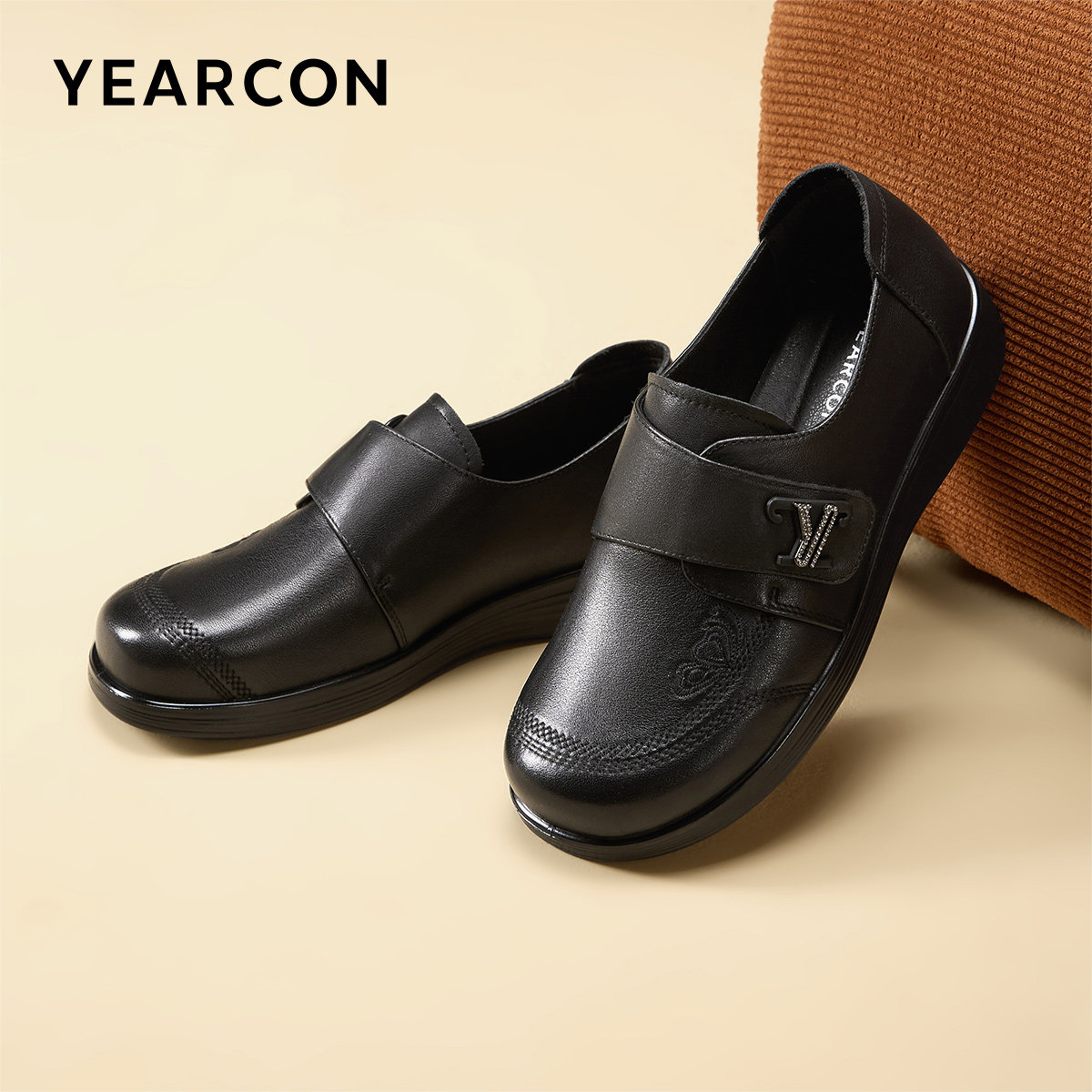 意尔康妈妈鞋真皮春秋季中老年舒适不累脚皮鞋奶奶单鞋老人鞋子女,淘宝优惠券,粉丝福利购,淘宝优惠卷