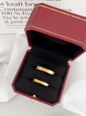 金店同款古法仿真黄金色沙金情侣对戒简约开口可调节戒指结婚首饰