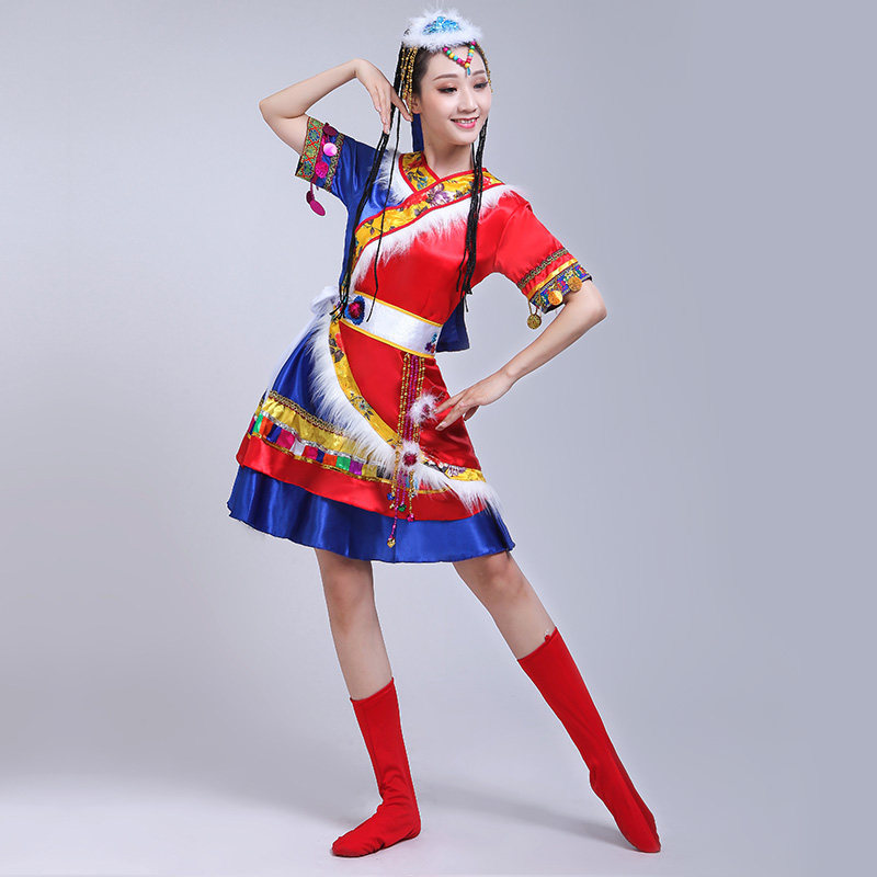 新款藏族少数民族服装水袖舞蹈服 妙苒荟民族服装/舞台装