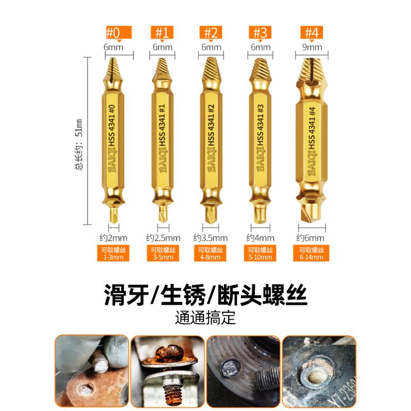 德国精工断丝取出器万能双头拆螺丝滑丝反丝断头神器拆卸专用工具 - 图3