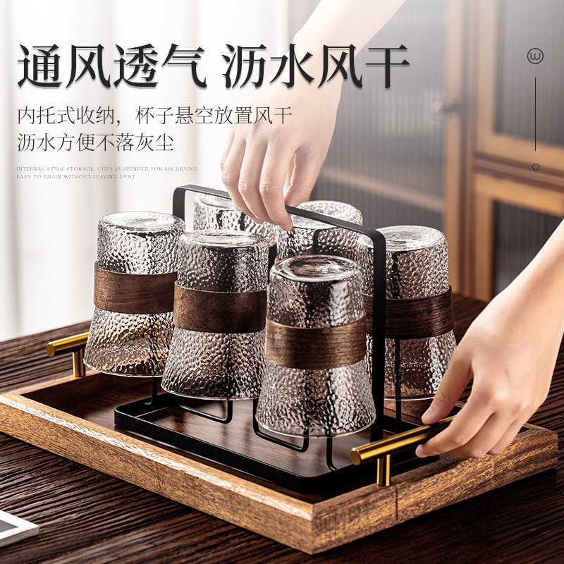 玻璃杯子收纳置物架客厅桌面高级感轻奢放咖啡茶具水壶倒挂沥水盘,淘宝优惠券,粉丝福利购,淘宝优惠卷