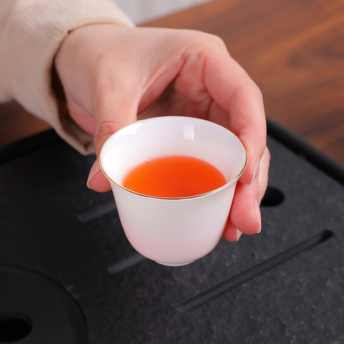 古顺牧汉白玉瓷茶具德化白瓷高岭土羊脂玉瓷盖碗白瓷侧把茶壶茶杯 - 图3