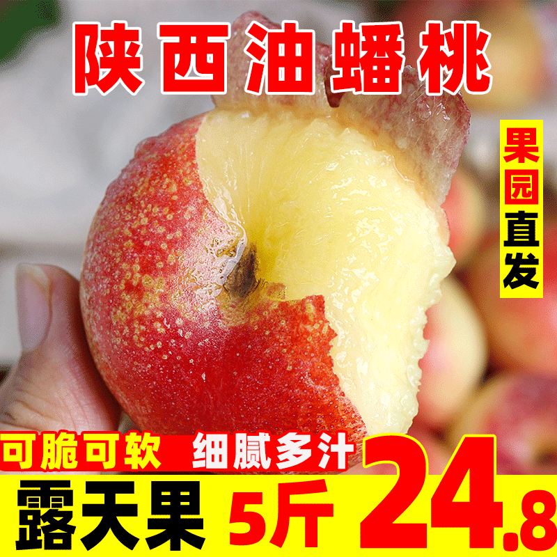 现摘陕西纽扣油蟠桃5斤新鲜水果包邮当季扁桃子水蜜桃10整箱孕妇
