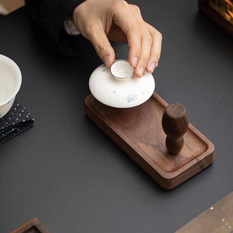 北美黑胡桃木晾壶架盖置盖托摆件紫砂壶架磁吸实木茶道配件茶具架,淘宝优惠券,粉丝福利购,淘宝优惠卷