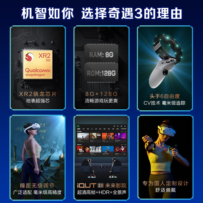 (爱奇艺vr)奇遇3vr一体机128g眼镜 爱奇艺VR智能眼镜/VR设备