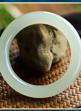 正品新疆和田玉手镯高端羊脂玉圆条手镯少女款青白玉细条玉镯带