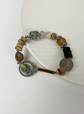 十里间天然石平安扣复古手链