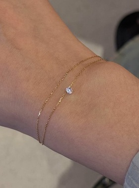 十里间【925银｜一颗小钻】简约气质双层亮晶晶s925银手链百搭