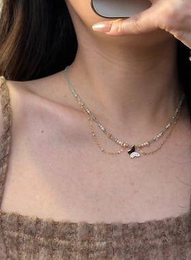 十里间亮晶晶蝴蝶串珠项链