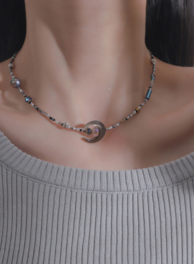 十里间清新贝壳月亮串珠项链