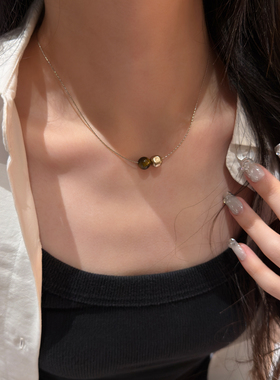 十里间【立体爱心】简约气质串珠项链百搭滚珠爱心叠戴锁骨链