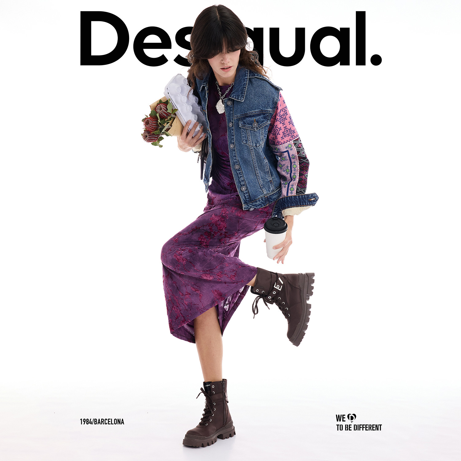 Desigual大西瓜【博主同款】25秋冬新品牛仔重工刺绣拼接女士外套