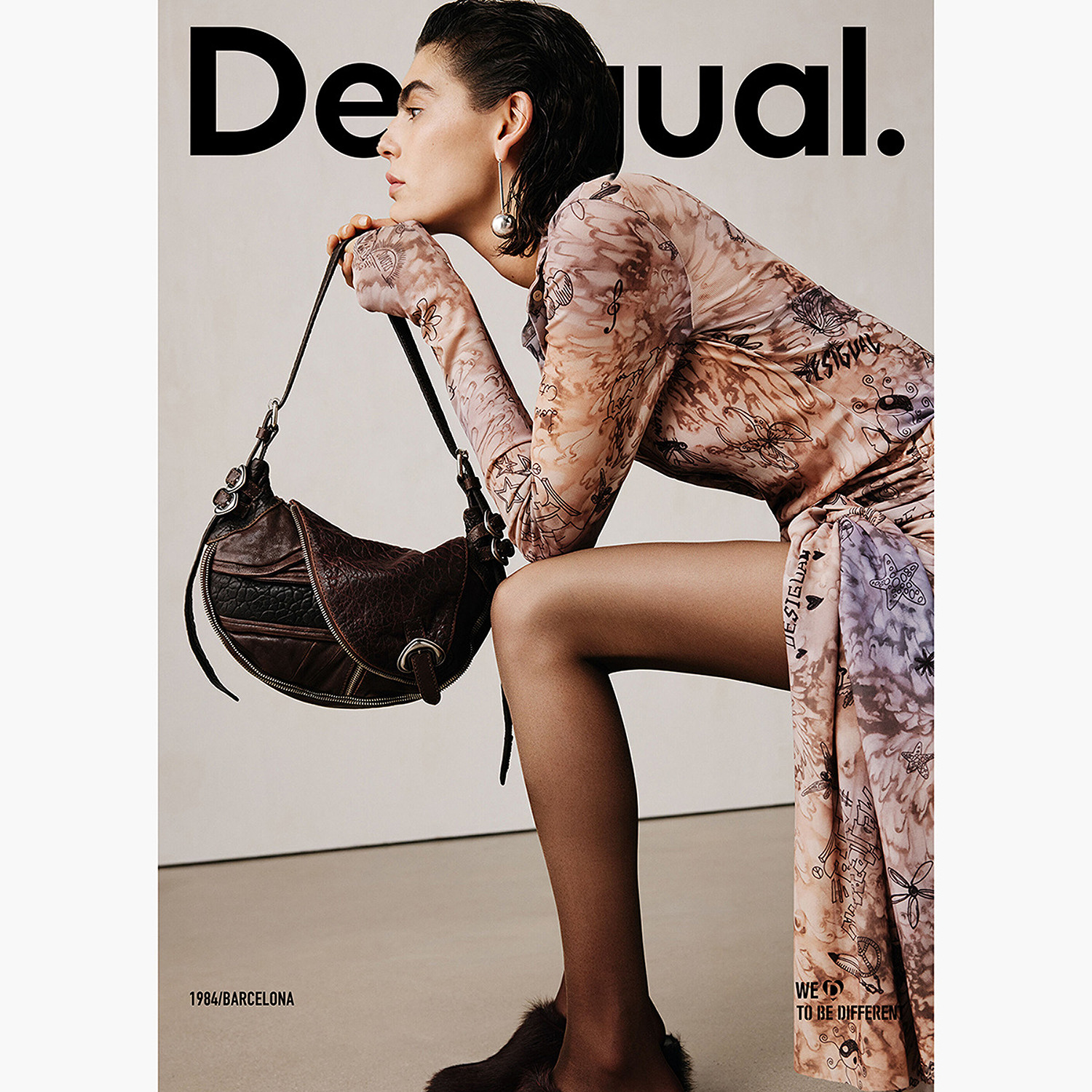 Desigual25秋冬新品Studio系列解构拼接翻盖真皮单肩斜挎包手提包,淘宝优惠券,粉丝福利购,淘宝优惠卷