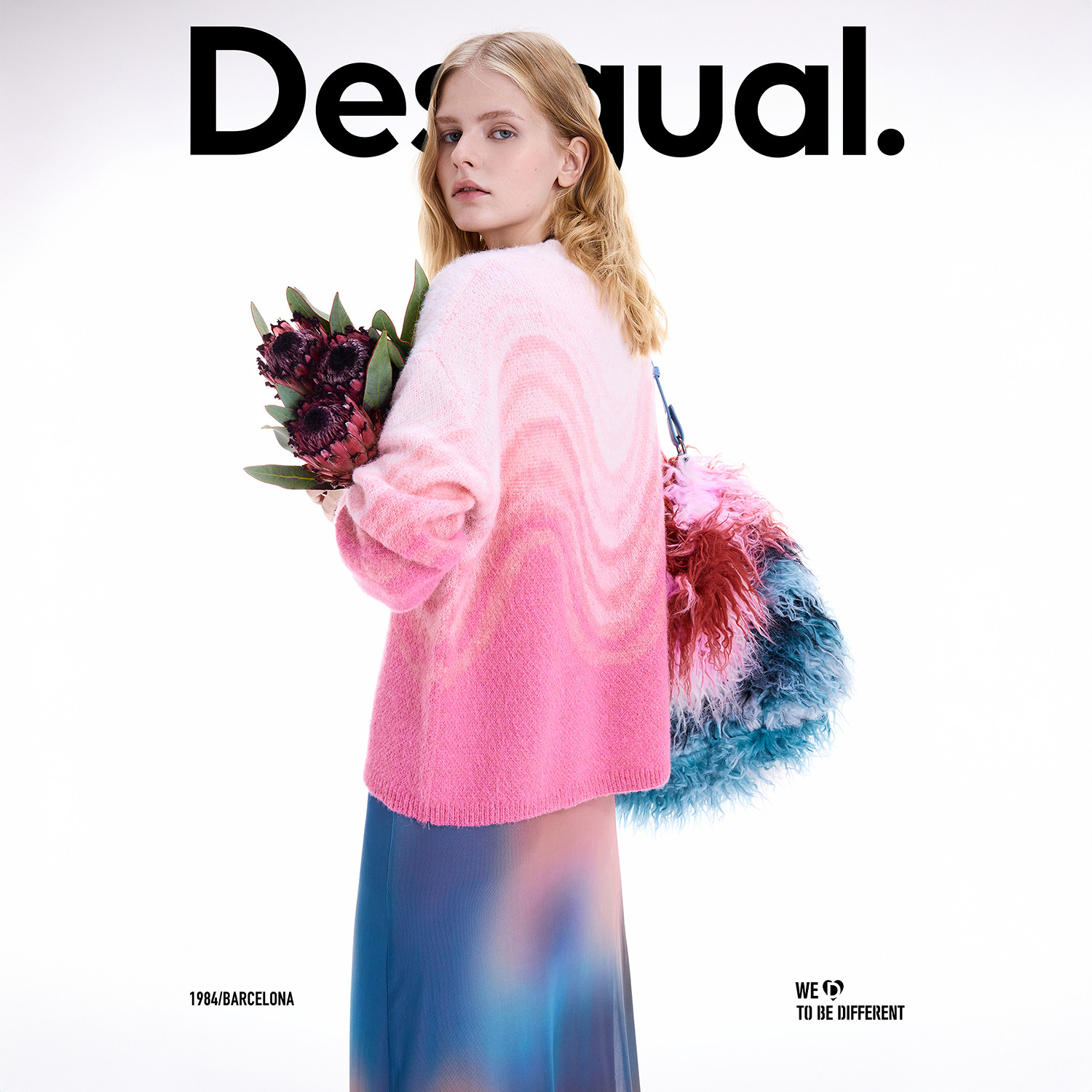 【保暖羊毛混纺】Desigual25秋冬新品波纹提花圆领渐变女士针织衫