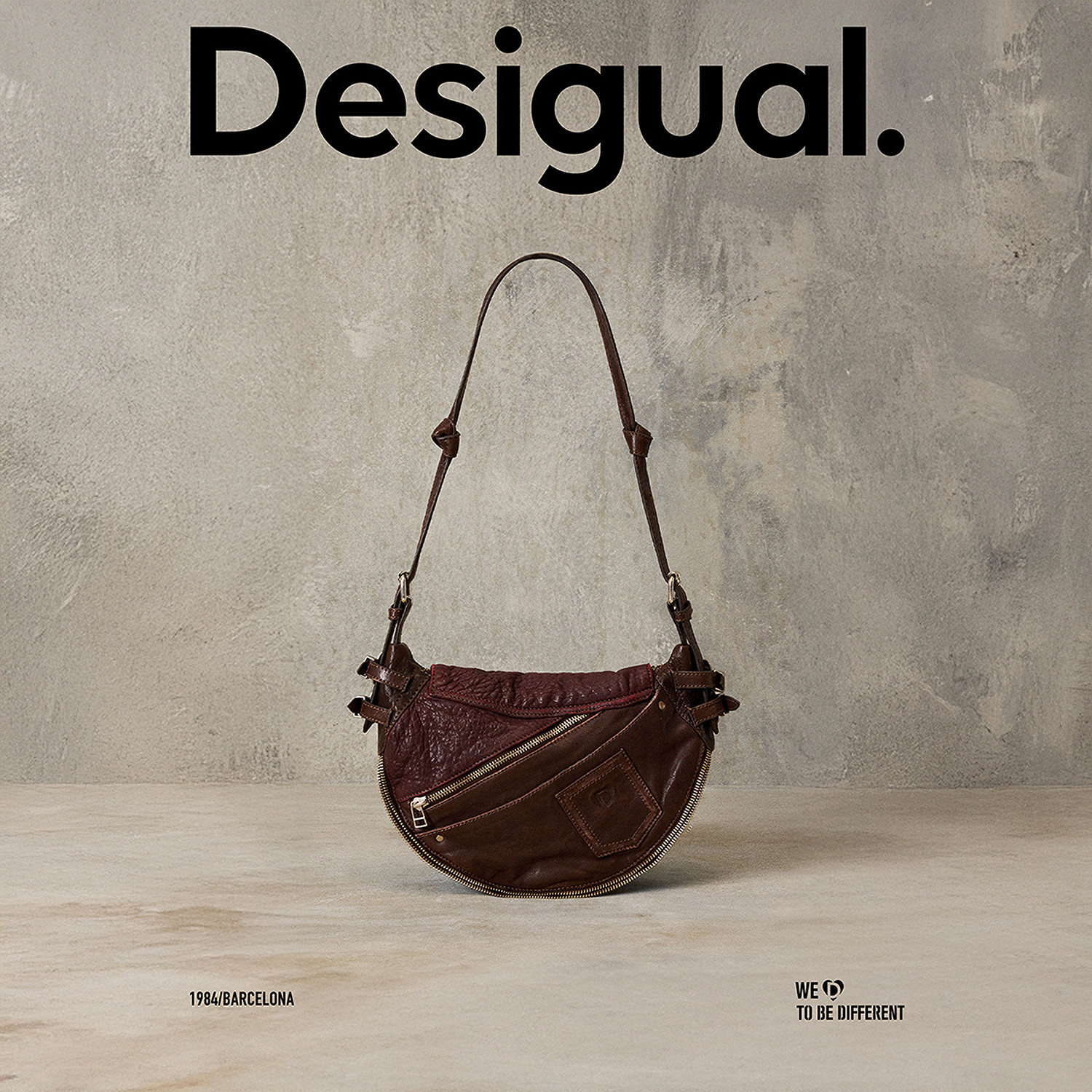 Desigual25秋冬新品Studio系列解构拼接翻盖真皮单肩斜挎包手提包,淘宝优惠券,粉丝福利购,淘宝优惠卷