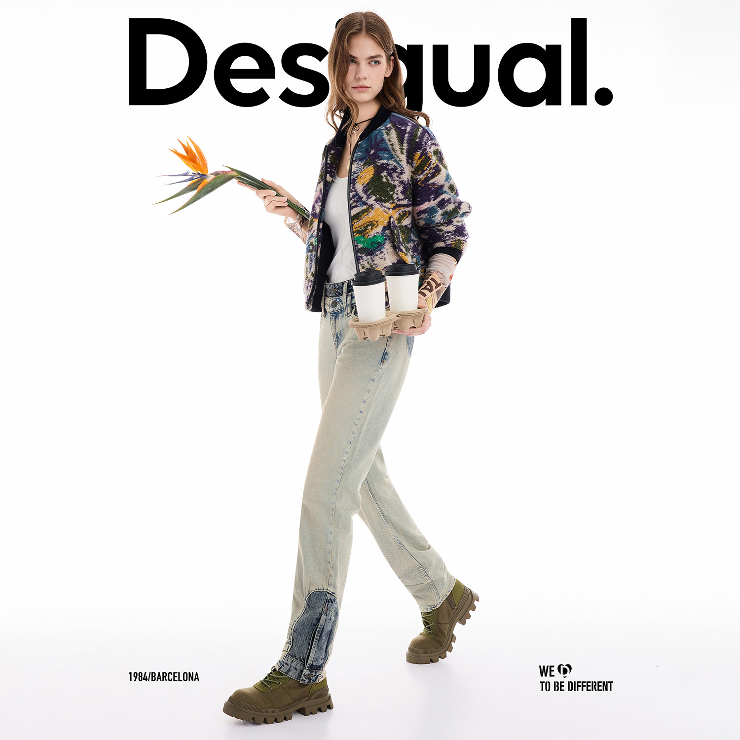 Desigual25秋冬新品提花针织拼接开衫女士外套