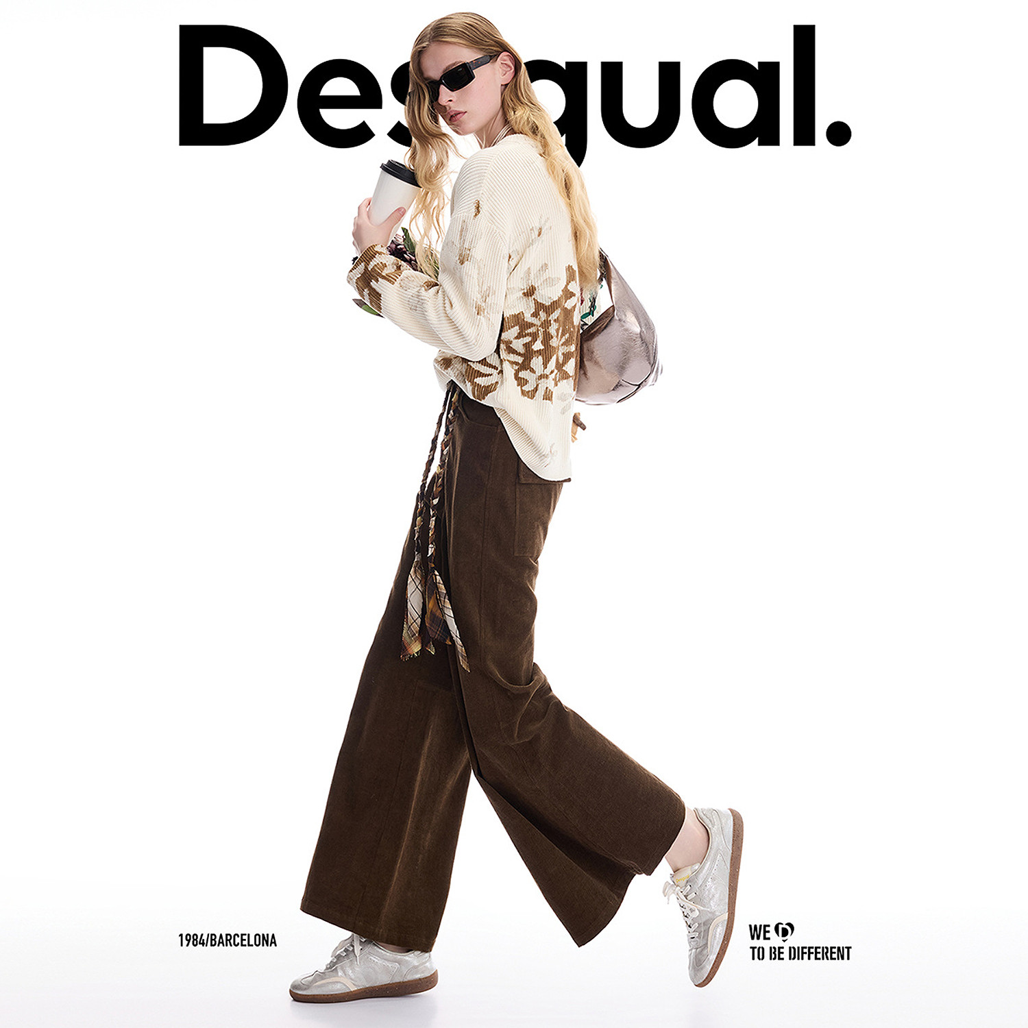 【超能小太阳严选】Desigual灯芯绒麻花编织腰带阔腿长款休闲裤,淘宝优惠券,粉丝福利购,淘宝优惠卷