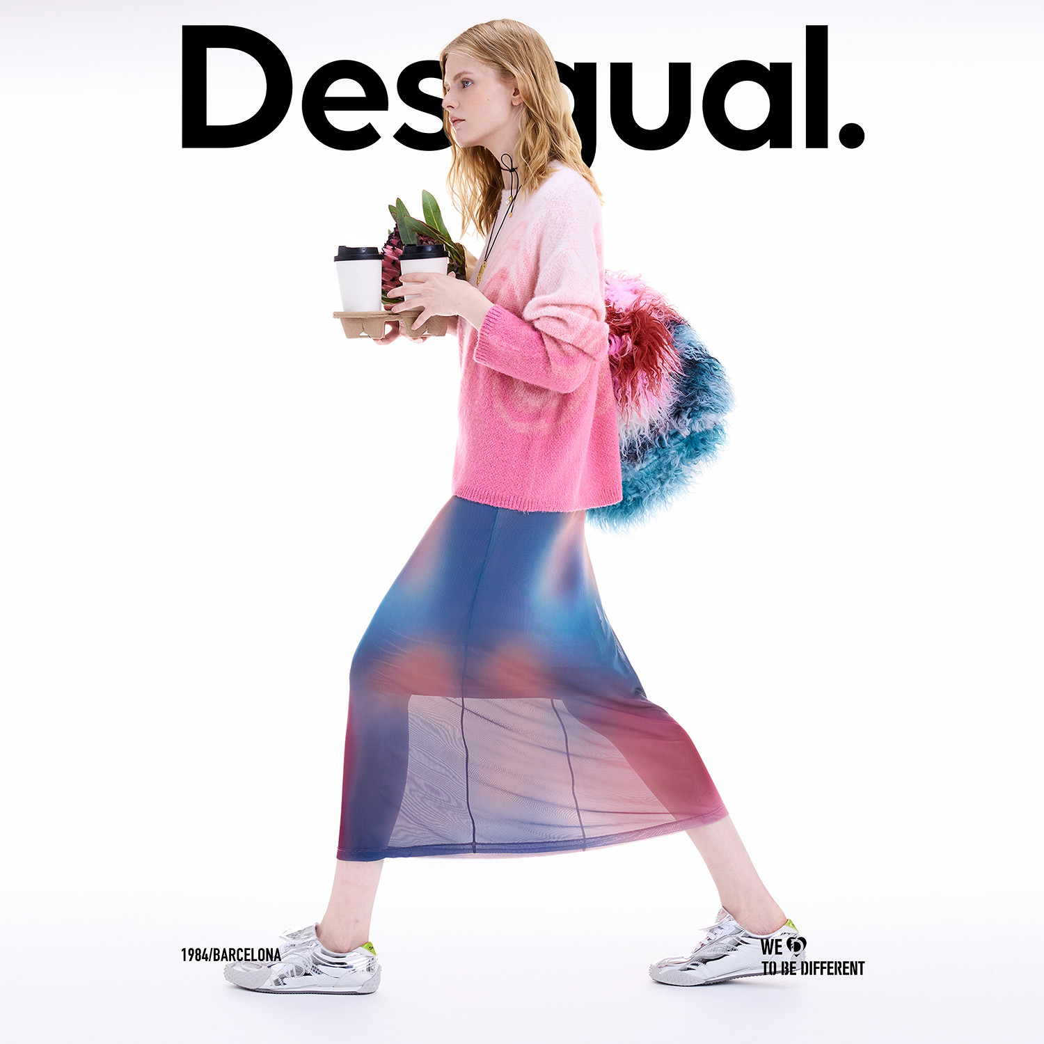 【保暖羊毛混纺】Desigual25秋冬新品波纹提花圆领渐变女士针织衫