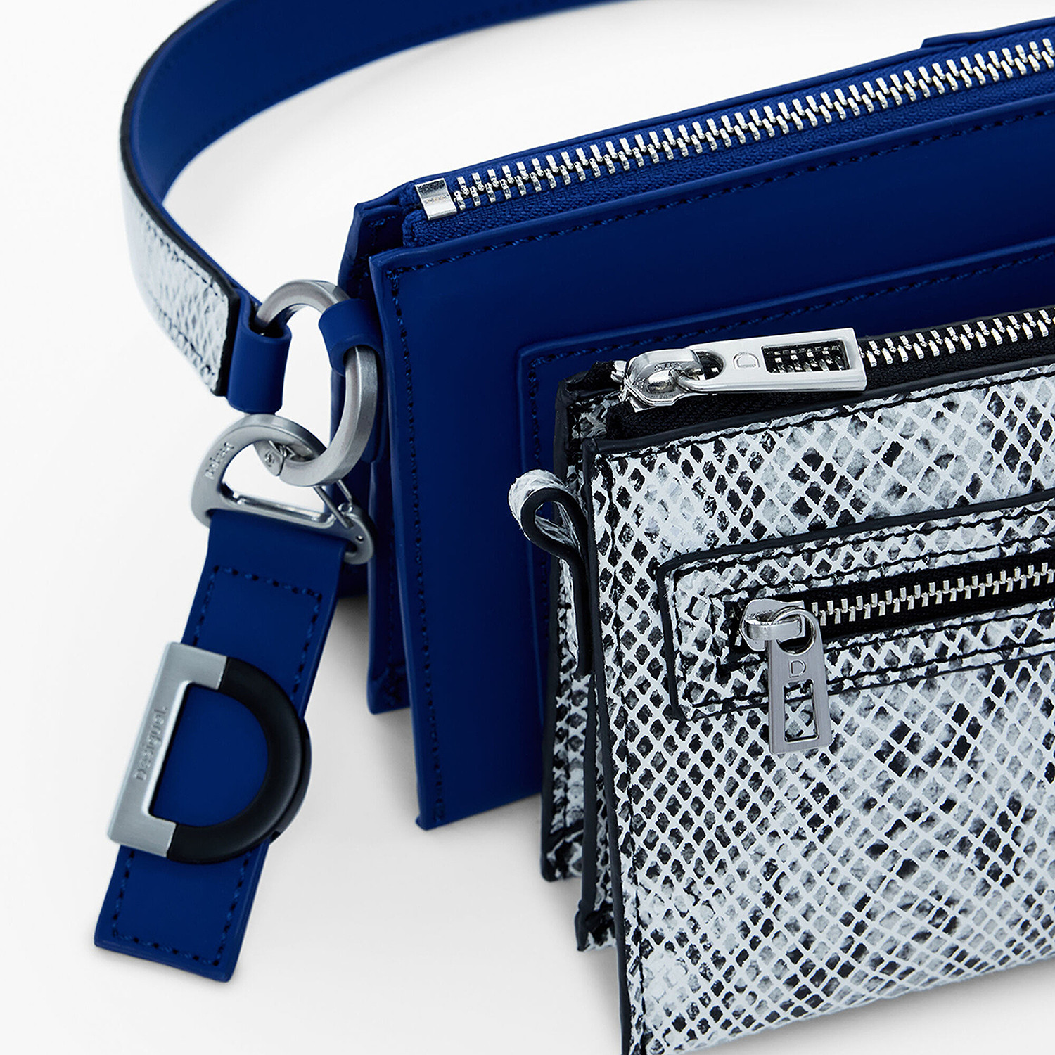 Desigual25秋冬新品蓝色皮革二合一蛇纹单肩手提包,淘宝优惠券,粉丝福利购,淘宝优惠卷