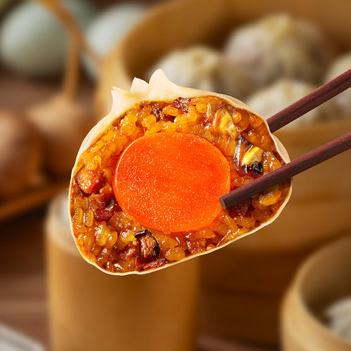 三全蛋黄三丁烧麦240g 营养早餐半成品经典纸皮芝士三丁糯米烧卖 - 图0