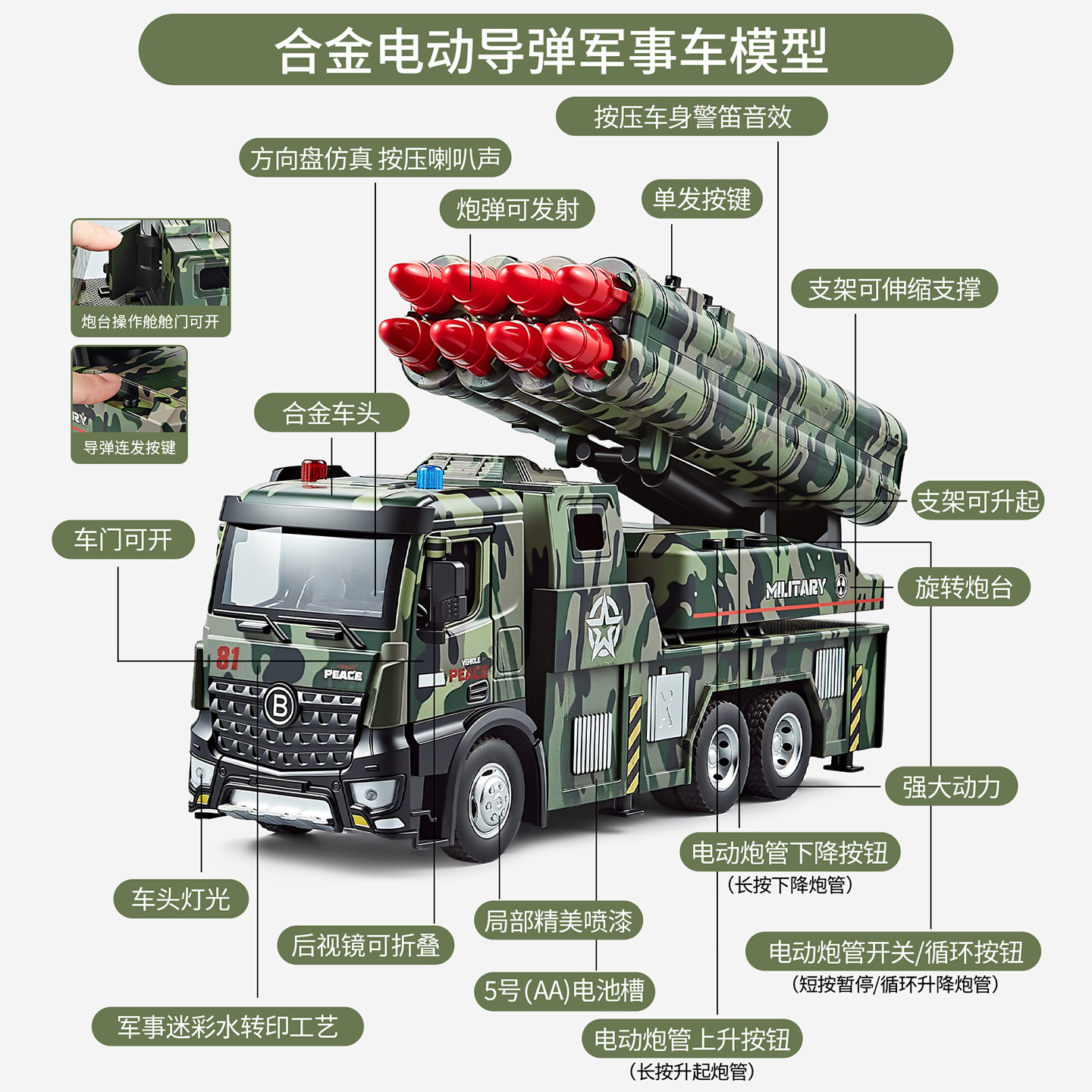 超大号导弹车儿童玩具合金电动发射火箭大炮车坦克模型男孩玩具车,淘宝优惠券,粉丝福利购,淘宝优惠卷