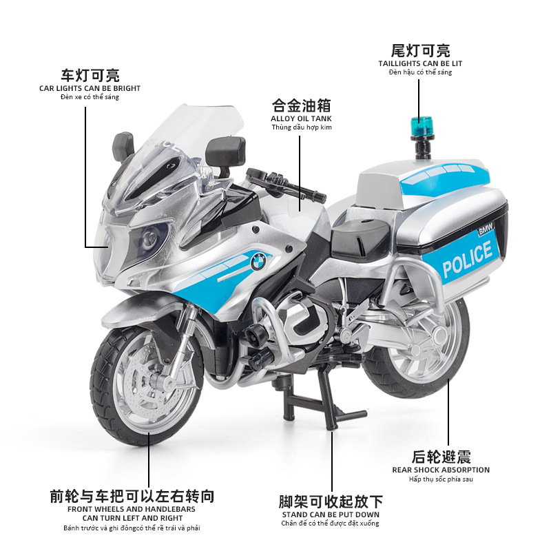 原厂宝马R1250RT仿真警用摩托车模型合金机车车模摆件男孩玩具车-图3