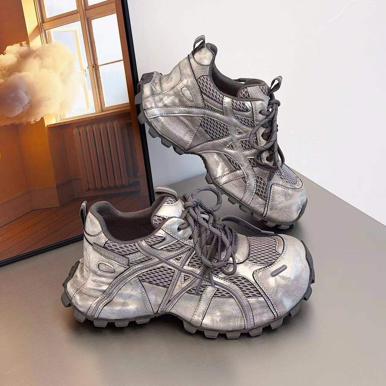 c女鞋单鞋26新款厚底休闲鞋老爹鞋皮网结合时尚透气百搭舒适潮鞋,淘宝优惠券,粉丝福利购,淘宝优惠卷