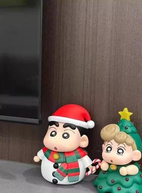 蜡笔小新手办圣诞限定雪人小新圣诞树小葵可爱公仔桌面摆件礼物