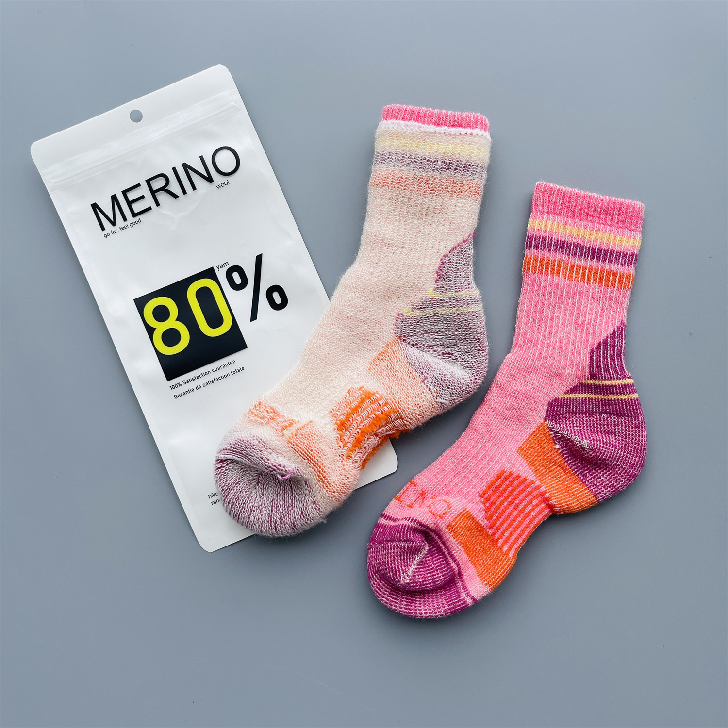 美利奴羊毛袜亲子运动袜加厚保暖中筒全毛圈户外徒步登山滑雪袜子