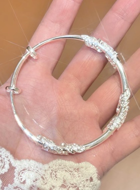 闺蜜生日礼物繁花似锦纯银手镯女足银小众设计高颜值学生党手饰品