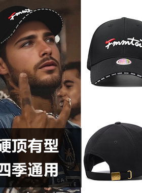 不易褪色好打理黑色硬顶棒球帽