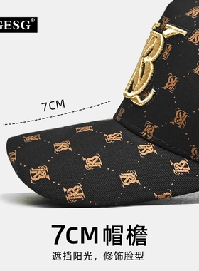 男士高顶帽子大头围显脸小棒球帽新品印花时尚潮流刺绣百搭鸭舌帽