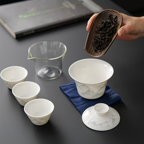 户外旅行茶具一壶三杯快客杯陶瓷简约便捷式收纳包定制伴手礼套装 - 图0