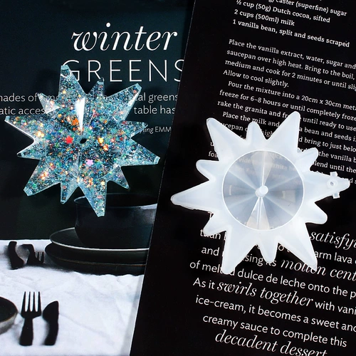 Подвеска, аксессуар, брелок, силиконовая форма ручной работы, зеркальный эффект, со снежинками, «сделай сам»