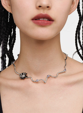 yuritan一朵雏菊紫钻新生项链