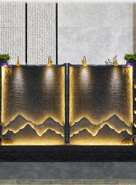 中式客厅水幕墙流水屏风庭院喷泉落地招财水景室内加湿隔断摆件