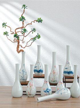 玉净瓶茶道插花器佛堂用品德化白瓷陶瓷小花瓶观音瓶供佛禅意花瓶